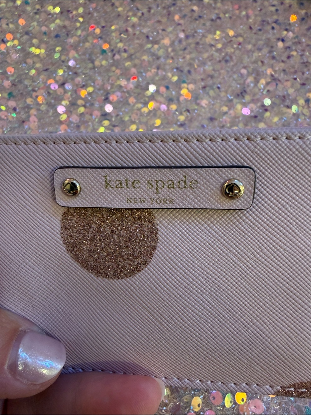 Kate Spade Cardholder in Pink with Glitter Dot Pattern - Picture 5 of 5